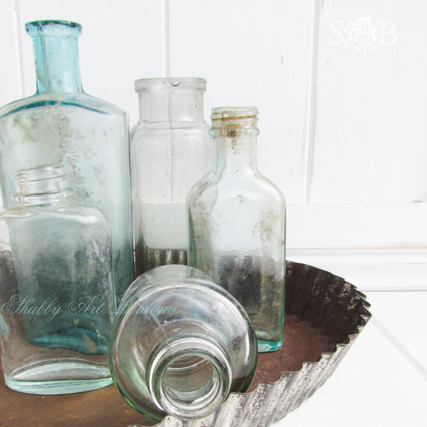 Shabby Art Boutique blue bottles 3