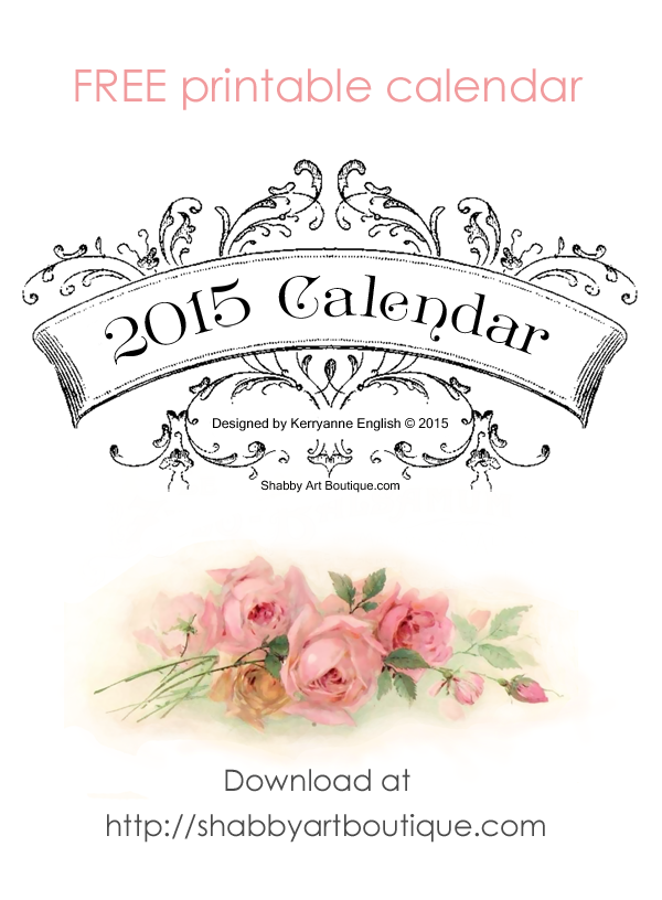 Shabby Art Boutique - free printable 2015 calendar