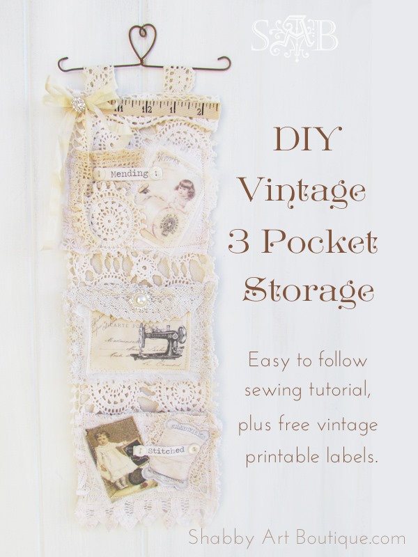 Shabby Art Boutique vintage 3 pocket storage tutorial