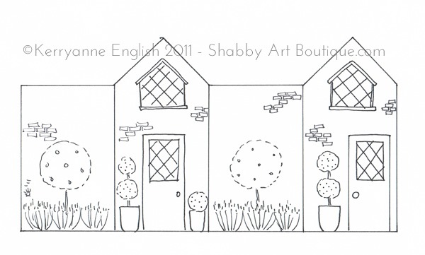 Shabby Art Boutique - DIY Village Shops - pink terrace house pattern