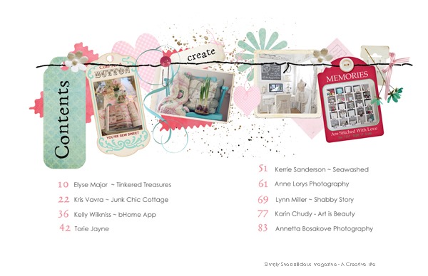 Shabby Art Boutique - Simply Shabbilicious magazine - Contents page