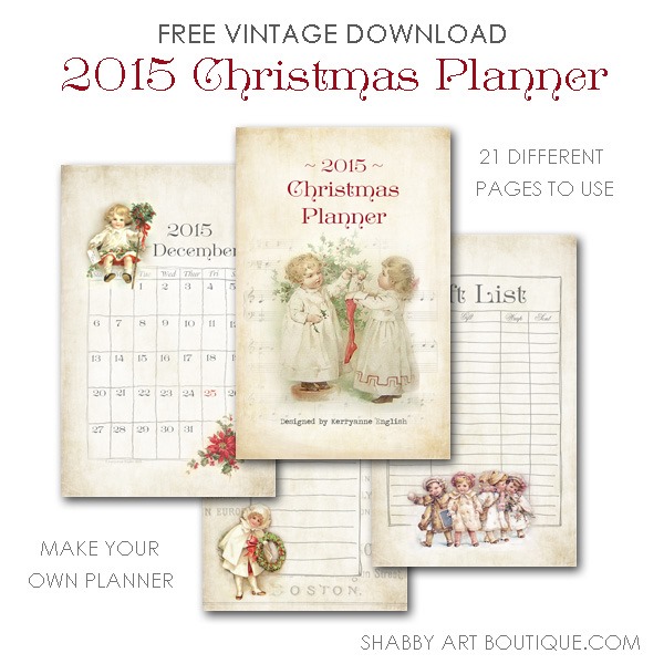 Shabby Art Boutique - Simply Christmas - free printable vintage Christmas Planner