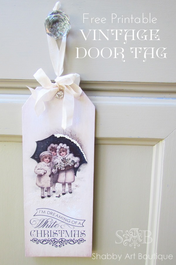 Shabby Art Boutique - printable vintage Christmas door tag 4