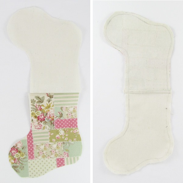 Shabby Art Boutique - DIY Faux Patchwork Stocking Cutlery Holder - step 2