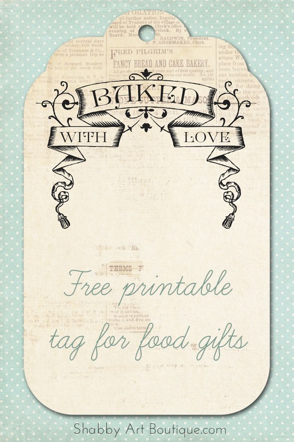 Shabby Art Boutique - free printable tag for food gifts