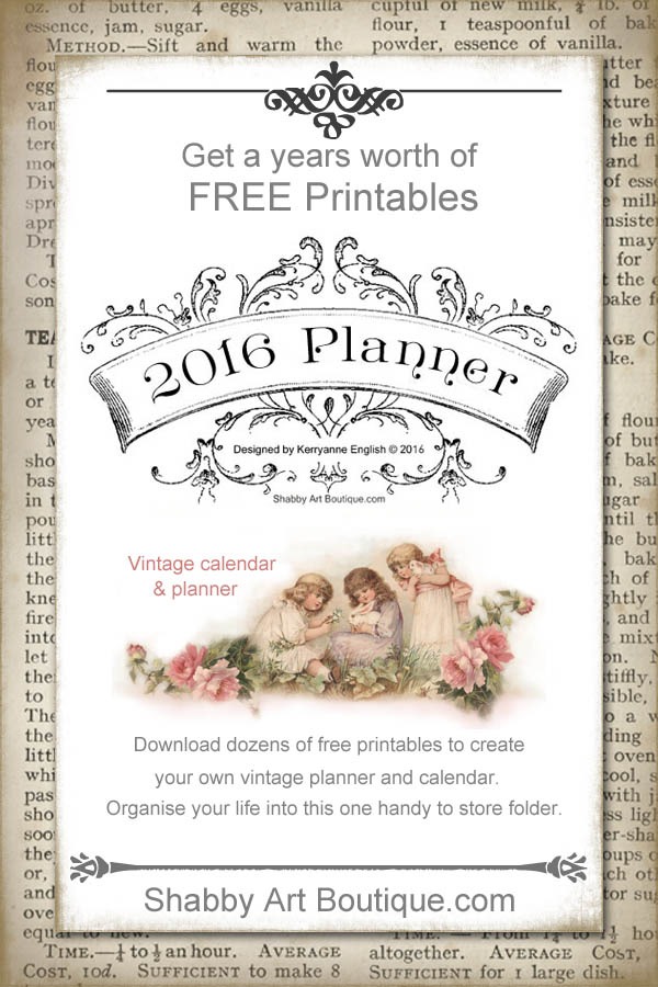 Shabby Art Boutique - 2016 Printable Planner and Calendar