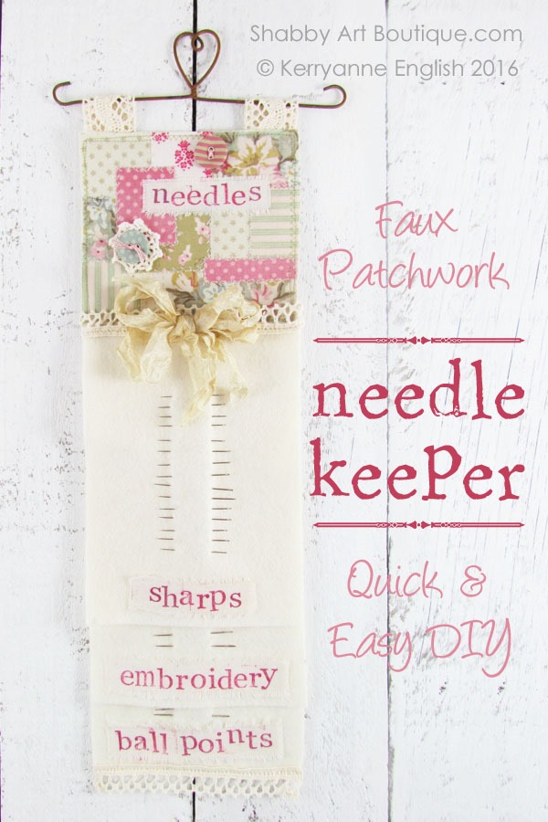 DIY faux patchwork needle keeper - Shabby Art Boutique