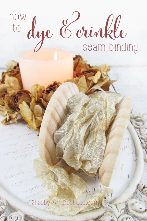 How to dye and crinkle seam binding ribbon - Shabby Art Boutique