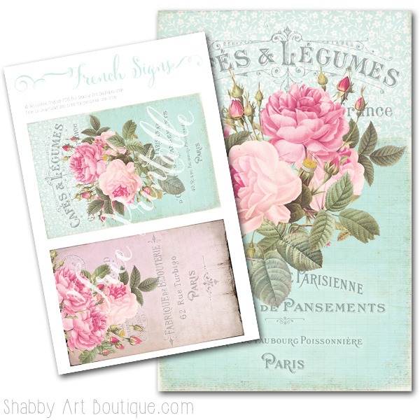 Free printable - French Signs - designed by Kerryanne English for Shabby Art Boutique