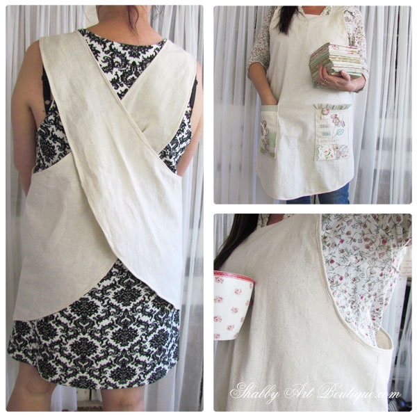 Japanese Apron - all views - Shabby Art Boutique