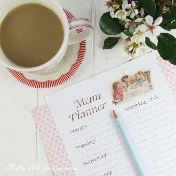 Free printable menu planner from Shabby Art Boutique. Click now for instant download or pin for later.