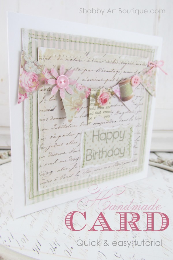 How to make a handmade shabby card and my 5 top tips for stamping. Click now for tutorial or PIN for later.