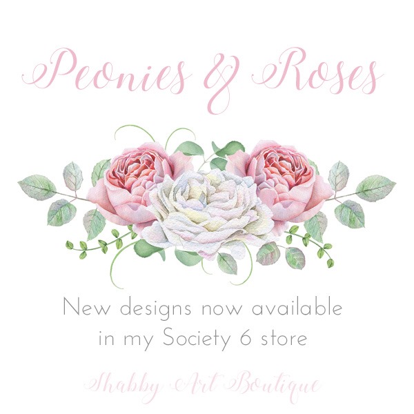 Peonies & Roses collection now available in my Shabby Art Boutique Society 6 store. https://society6.com/shabbyartboutique