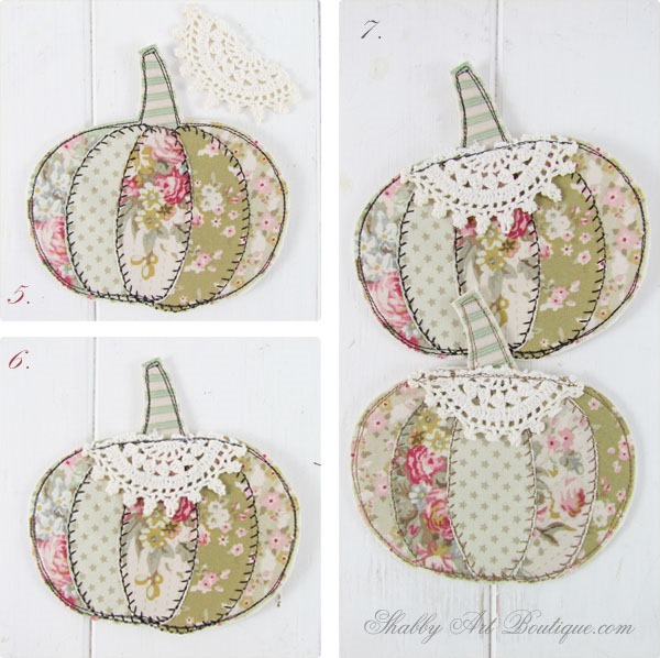 Easy tutorial for making faux patchwork pumpkin coasters. Full step-by-step instructions and template. Finished project in less than an hour. Click now to get full tutorial for Shabby Art Boutique or PIN for later