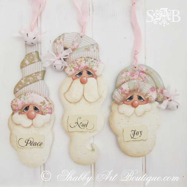 If you love a shabby pastel Christmas, check out these gorgoeus shabby vintage Santa E-patterns from Shabby Art Boutique. Using a combination of both decorative painting and papercraft techniques, you can create beautiful handmade Christmas decorations to decorate your home or give as gifts