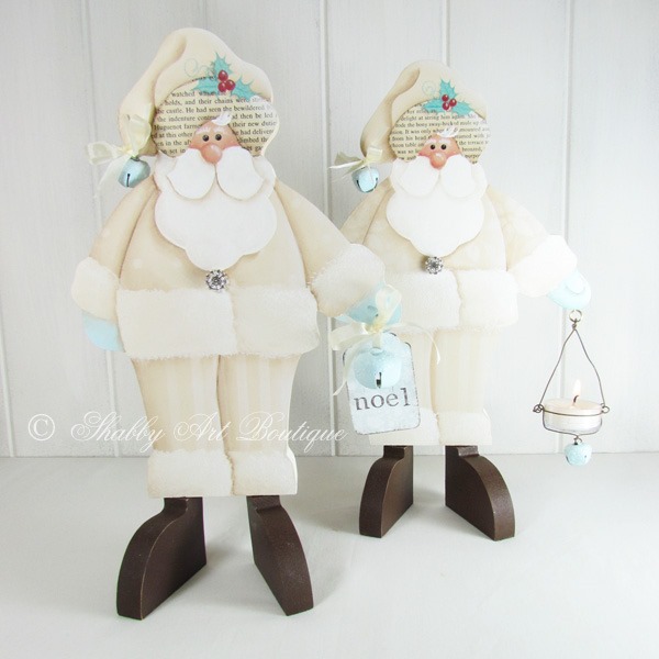 If you love a shabby white Christmas, check out these gorgeous white vintage santa E-patterns from Shabby Art Boutique. Using a combination of both decorative painting and papercraft techniques, you can create beautiful handmade Christmas decorations to decorate your home or give as gifts