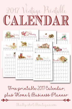 Free 2017 vintage printable calendar by Shabby Art Boutique