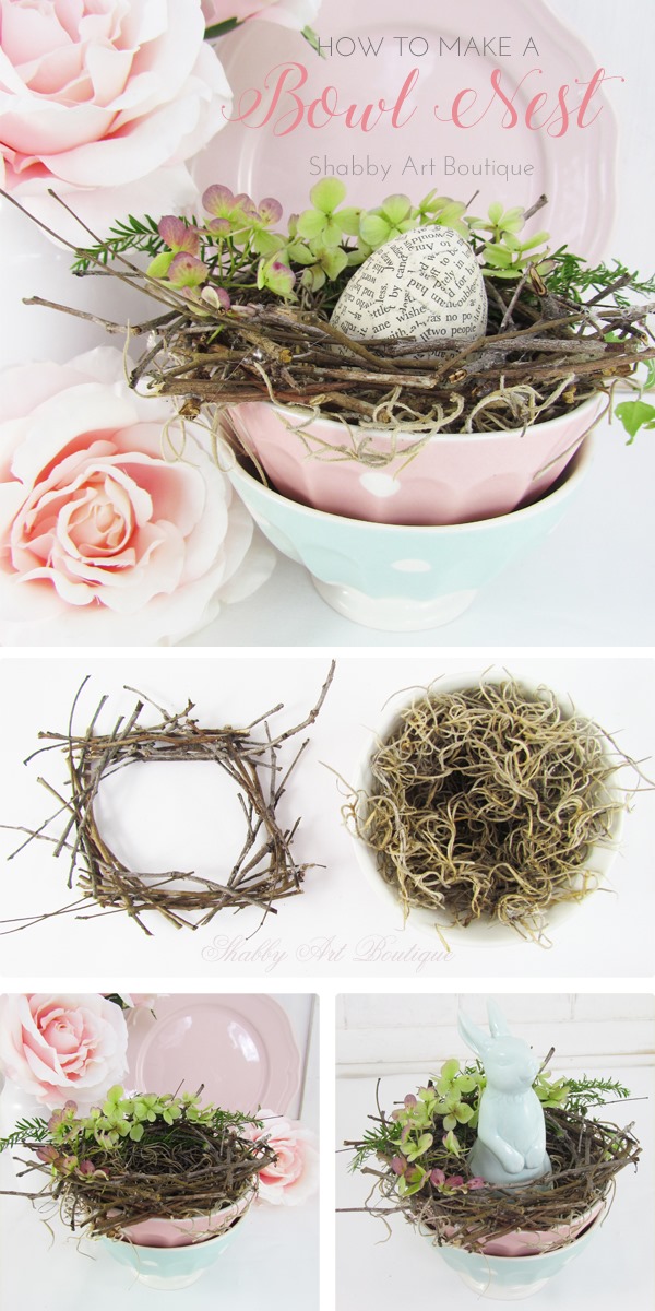 How to make a bowl nest for spring by Shabby Art Boutique