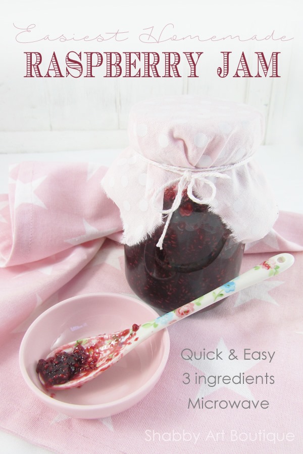 Easiest Homemade Raspberry Jam - just 3 ingredients - quick and easy - Shabby Art Boutique