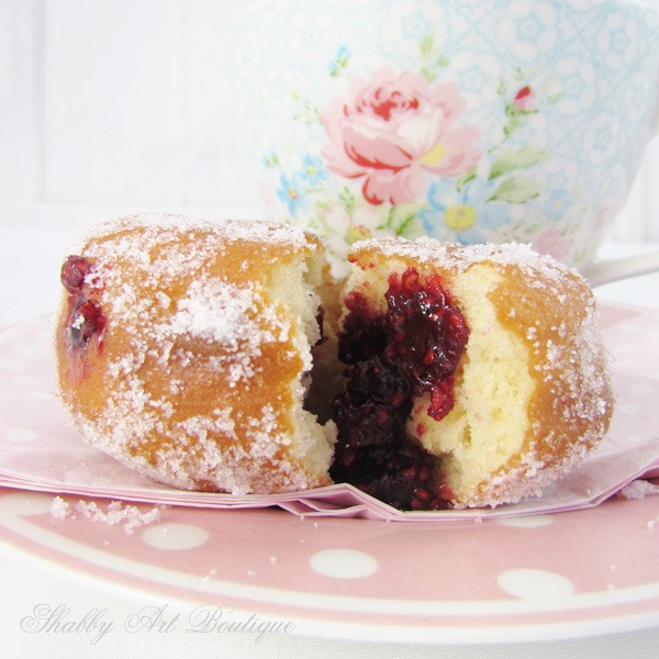 Homemade Raspberry Jam Donuts by Shabby Art Boutique