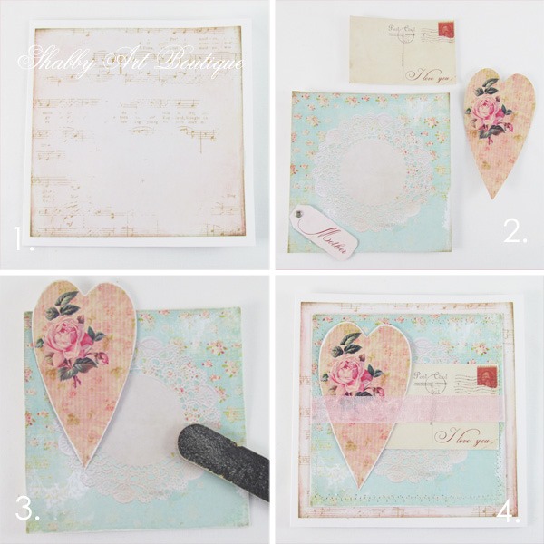 Tutorial for handmade Mothers Day card using free printables from Shabby Art Boutique