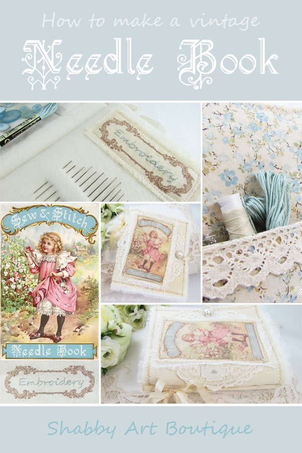 Vintage Needle Book tutorial and free printable by Shabby Art Boutique