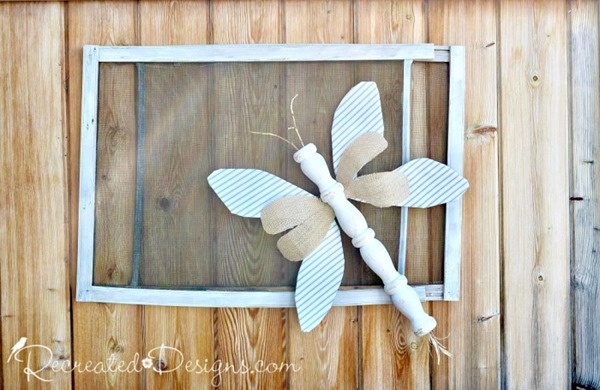 rustic-bug-reclaimed-items-summer-decor-wallpaper-wire-spindle-burlap-dragonfly-butterfly-recreateddesigns