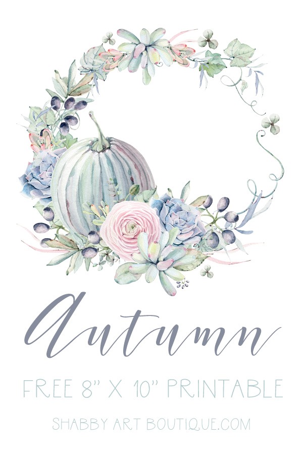 Free 8 x 10 watercolor printable for Autumn-Fall from Shabby Art Boutique