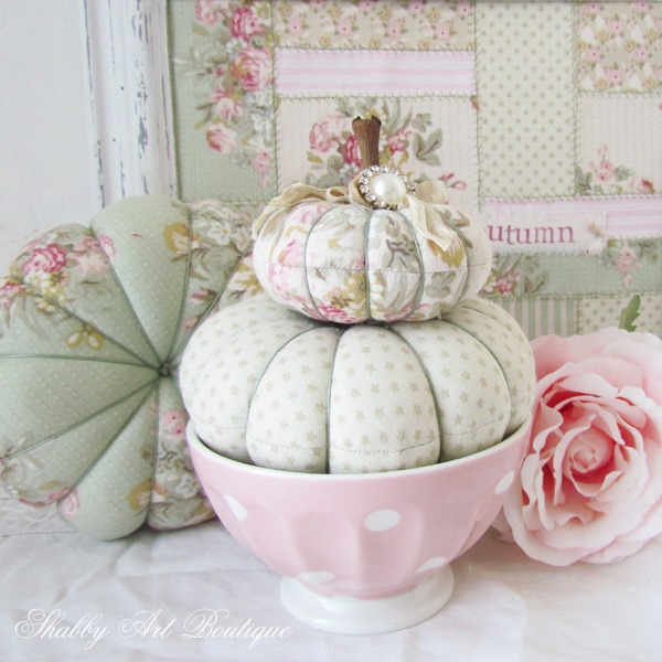 How to make fall pumpkins from fabric scraps at Shabby Art Boutique