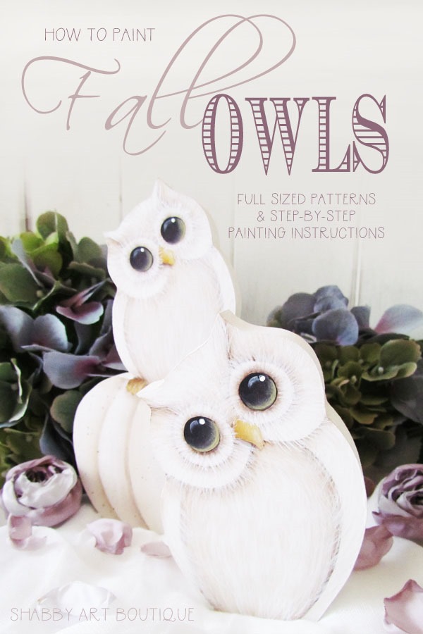 How to paint fall owls - full tutorial and pattern by Shabby Art Boutique