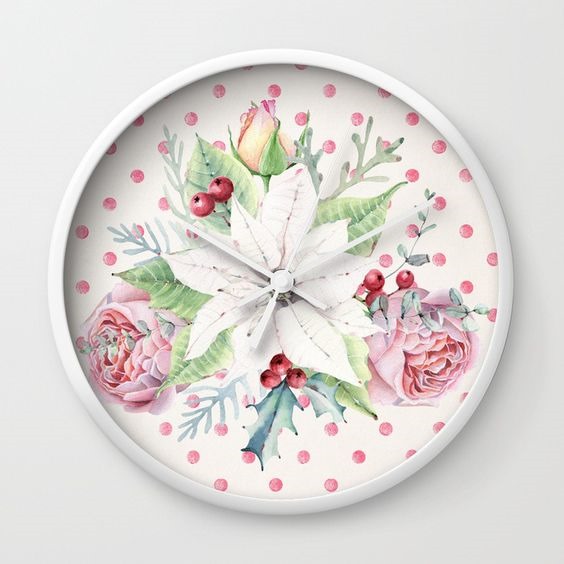 Christmas clock designed by Shabby Art Boutique - sold on Society 6