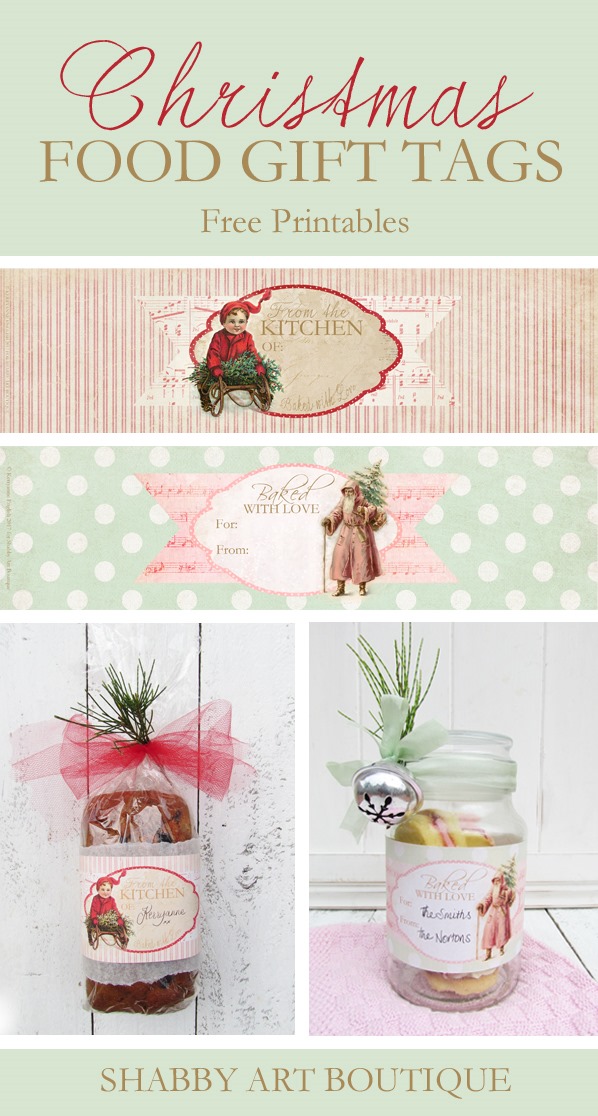 Download these free Christmas food gift tags to use on your baked goods - from Shabby Art Boutique