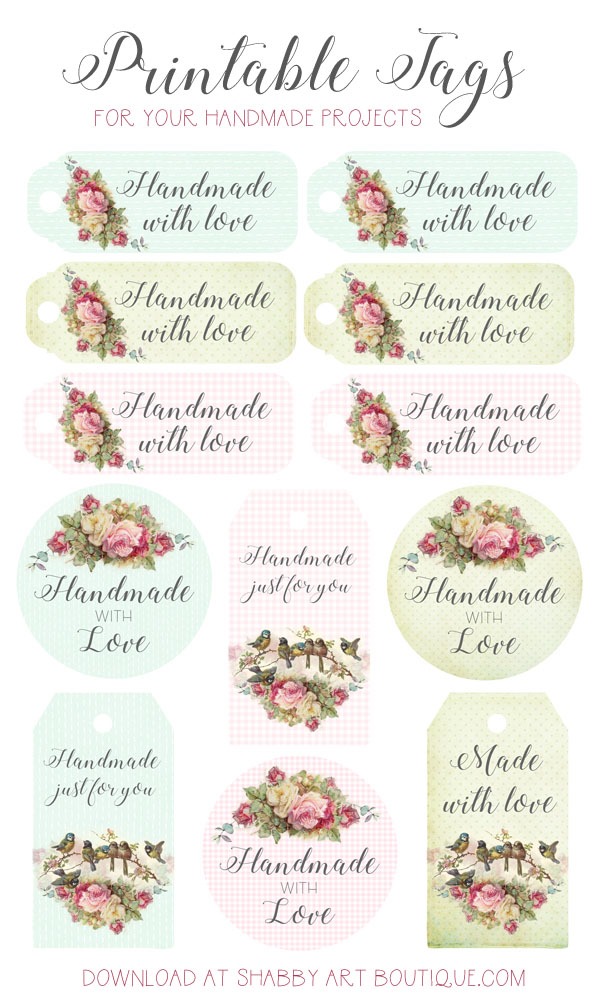 Download your free tags for handmade projects at Shabby Art Boutique