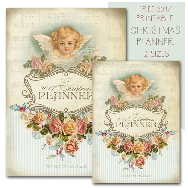 Free 2017 printable Christmas planner in 2 sizes - download at Shabby Art Boutique