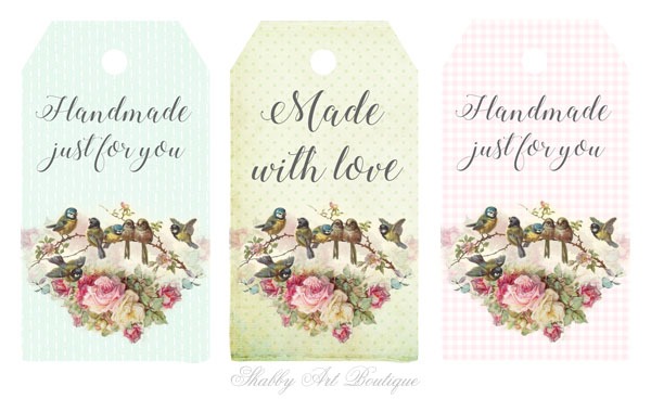 Printable tags for handmade items from Shabby Art Boutique
