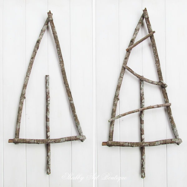 Tutorial for making twigg Christmas Trees by Shabby Art Boutique