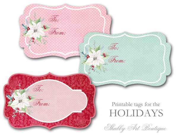 Free printable cottage tags for the holidays from Shabby Art Boutique