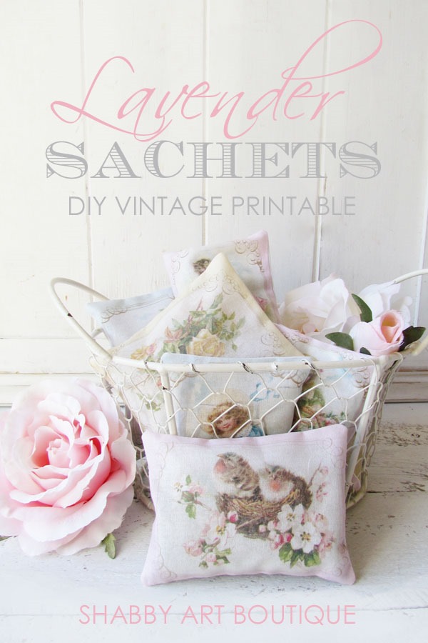 DIY printable vintage lavender sachets with full tutorial at Shabby Art Boutique