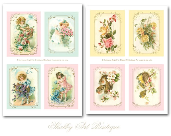 Two vintage printables for printing on fabric - download at Shabby Art Boutique