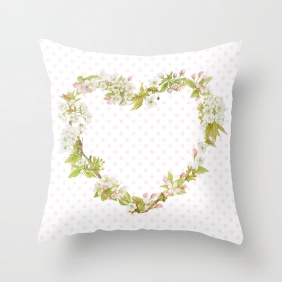 Spring Blossom heart pillow by Shabby Art Boutique on Society6