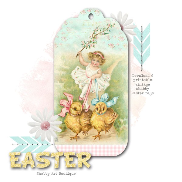 6 shabby vintage Easter tags to download and print from Shabby Art Boutique