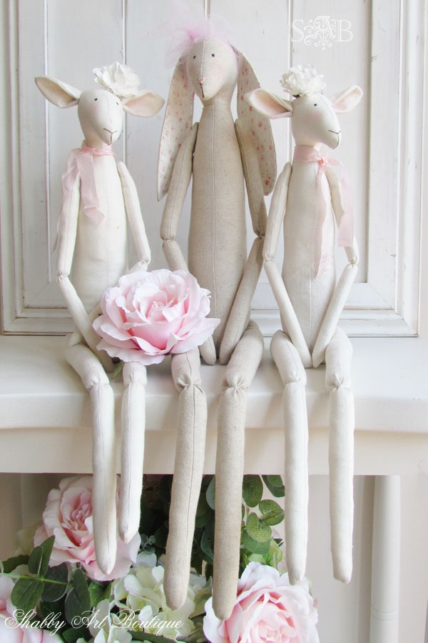 Shabby spring Tilda lambs and rabbit from Shabby Art Boutique