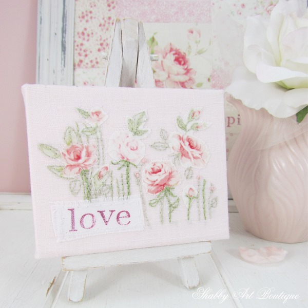 Mini canvas embroidery by Shabby Art Boutique - full tutorial