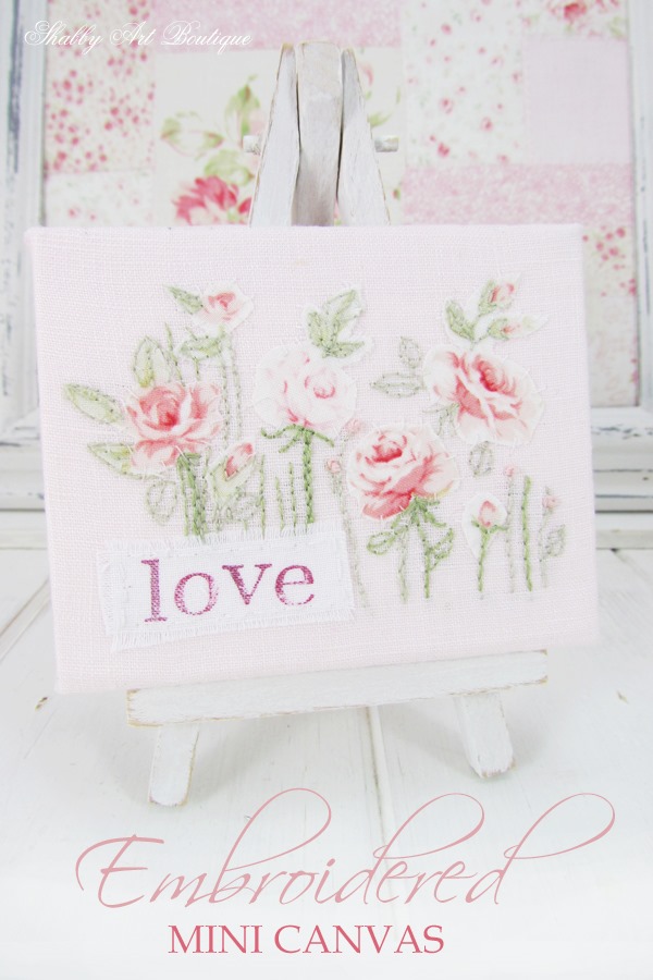 Quick and easy, shabby mini canvas embroidery from Shabby Art Boutique