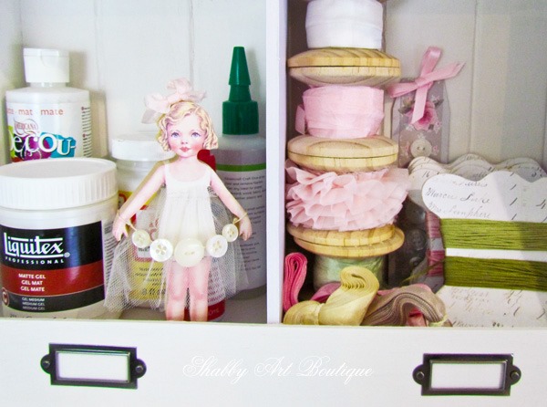 On the cubby hole shelf unit at Shabby Art Boutique