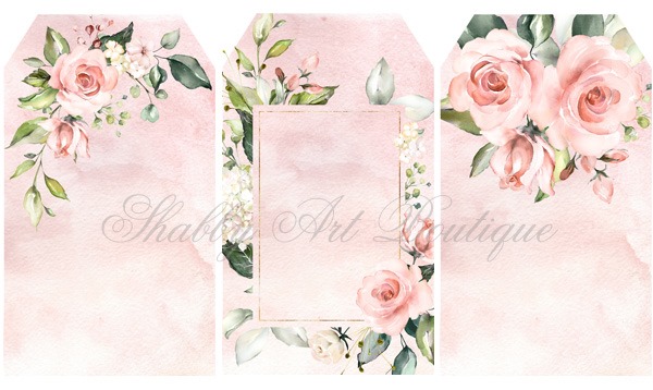 Pretty watercolour rose tags for youto print from Shabby Art Boutique