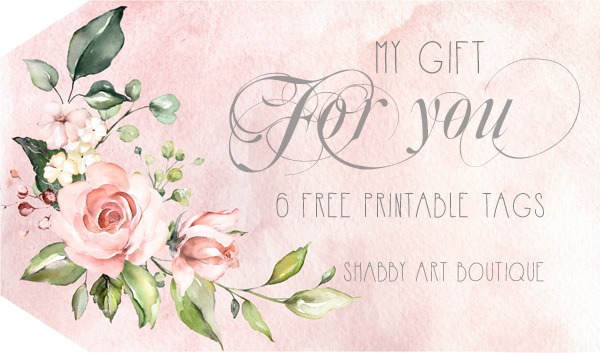 free to download - 6 pretty watercolour rose tags to print