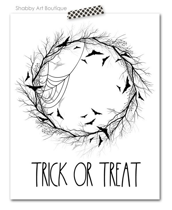 Free Rae Dunn inspired 8 x 10 Trick or Treat Halloween printable for download from Shabby Art Boutique