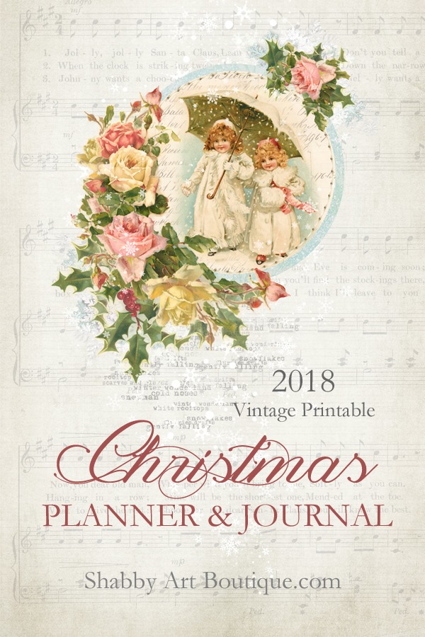 Beautiful 2018 vintage printable Christmas planner and journal from The Handmade Club at Shabby Art Boutique