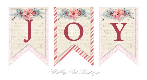 Free printable JOY banner from Shabby Art Boutique